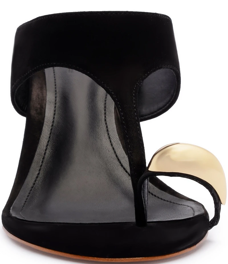 Schutz Maisie Nubuck Suede Toe Ring Hardware Dress Sandals