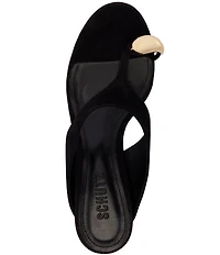 Schutz Maisie Nubuck Suede Toe Ring Hardware Dress Sandals