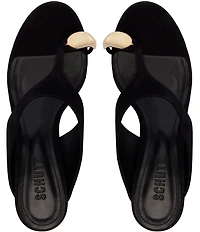 Schutz Maisie Nubuck Suede Toe Ring Hardware Dress Sandals