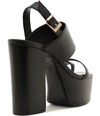 Schutz Mandy Leather Toe Ring Hardware Block Heel Platform Sandals