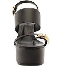 Schutz Mandy Leather Toe Ring Hardware Block Heel Platform Sandals