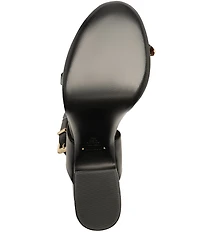 Schutz Mandy Leather Toe Ring Hardware Block Heel Platform Sandals