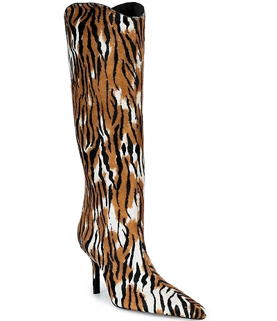 Schutz Mary Ellen Tiger Print Calf Hair Tall Boots