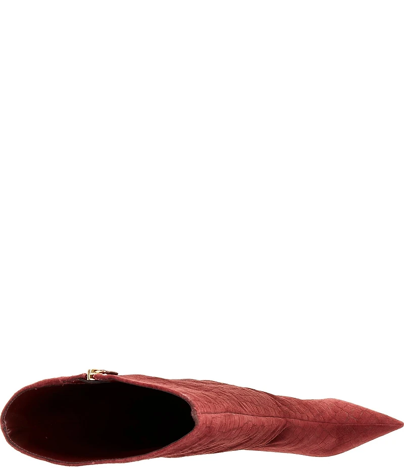 Schutz Mary Up Croco Printed Suede Pointed Toe Tall Boots