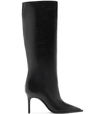 Schutz Mary Up Snake Embossed Leather Knee High Stiletto Boots