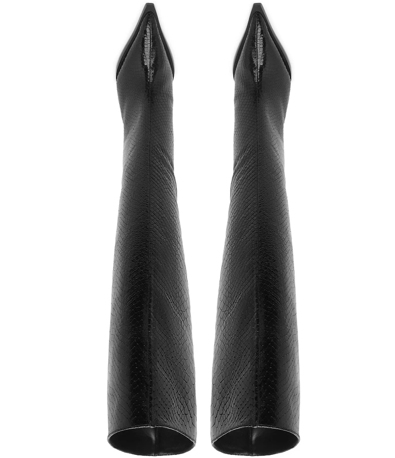 Schutz Mary Up Snake Embossed Leather Knee High Stiletto Boots