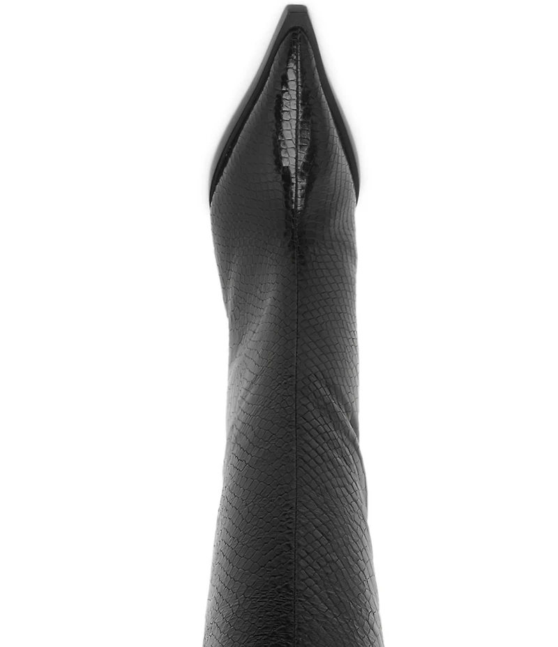 Schutz Mary Up Snake Embossed Leather Knee High Stiletto Boots
