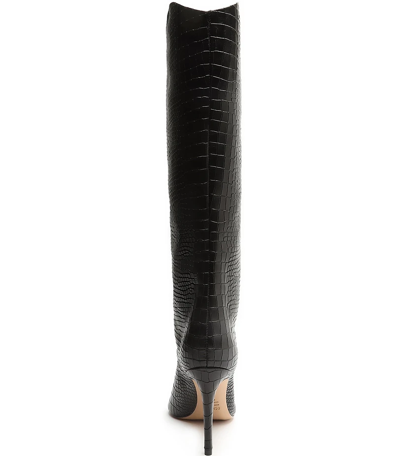 Schutz Maryana Croco Embossed Leather Tall Stiletto Boots