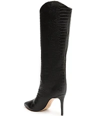 Schutz Maryana Croco Embossed Leather Tall Stiletto Boots