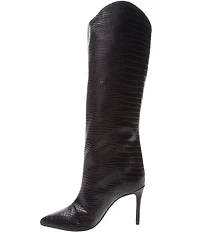 Schutz Maryana Croco Embossed Leather Tall Stiletto Boots