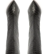 Schutz Maryana Croco Embossed Leather Tall Stiletto Boots