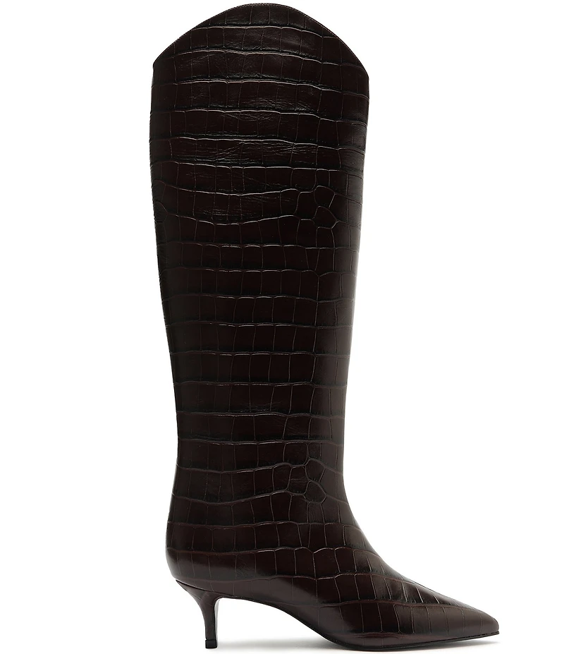 Schutz Maryana Lo Crocodile Embossed Leather Tall Boots