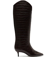 Schutz Maryana Lo Crocodile Embossed Leather Tall Boots