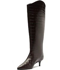 Schutz Maryana Lo Crocodile Embossed Leather Tall Boots