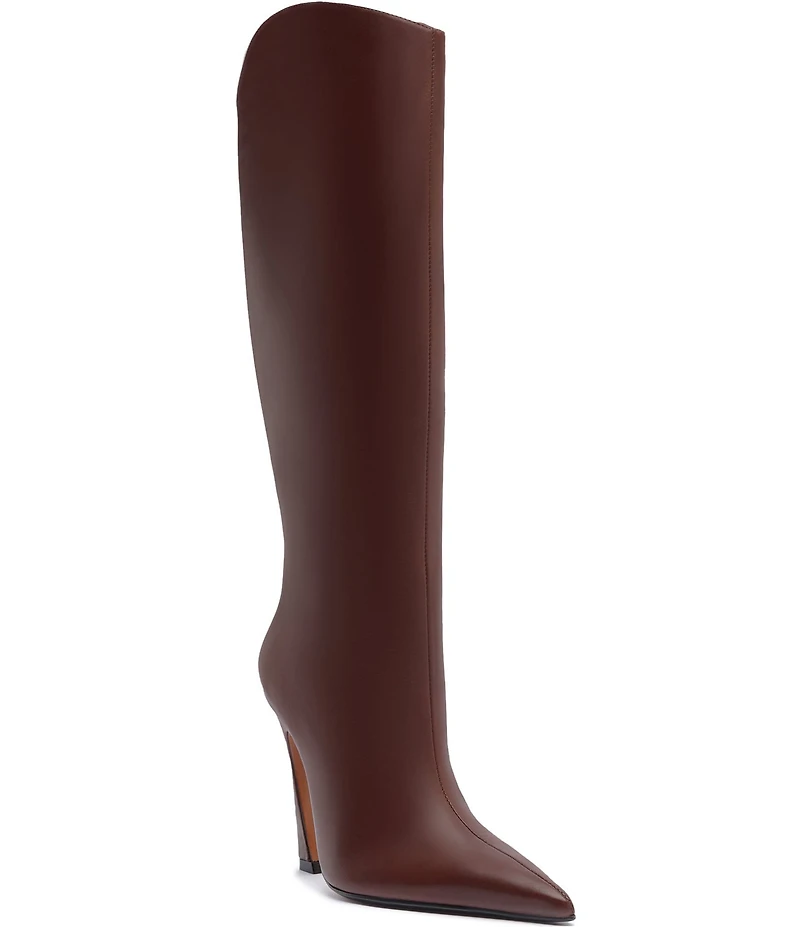 Schutz Maryann Curve Leather High Heel Stiletto Boots