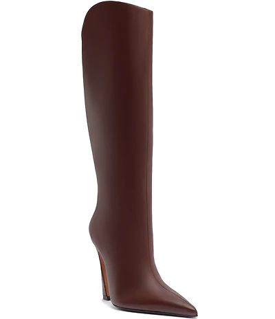 Schutz Maryann Curve Leather High Heel Stiletto Boots