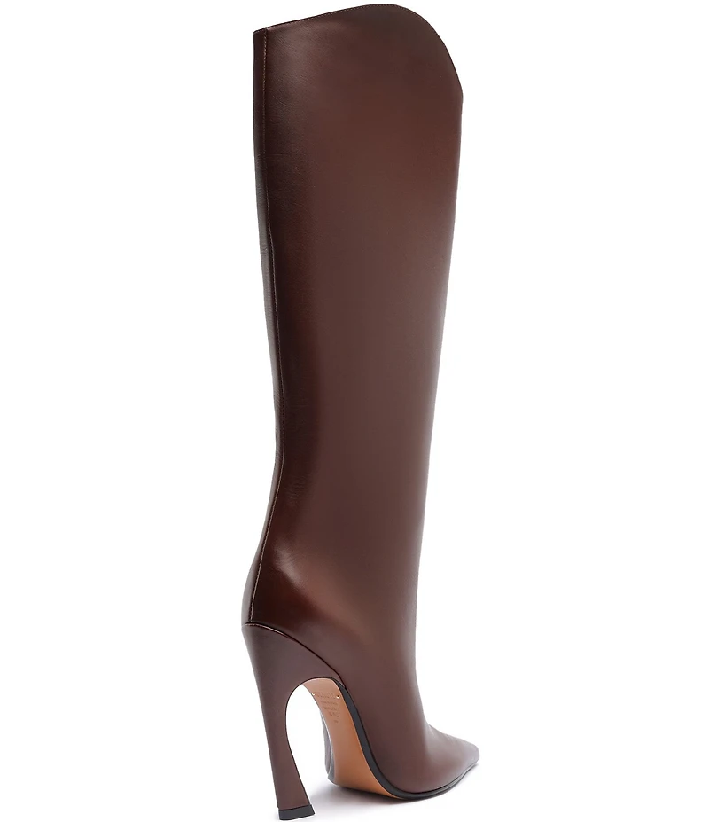Schutz Maryann Curve Leather High Heel Stiletto Boots