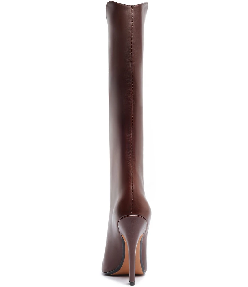Schutz Maryann Curve Leather High Heel Stiletto Boots