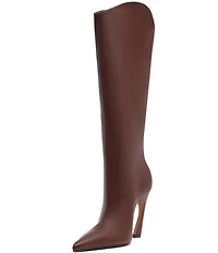 Schutz Maryann Curve Leather High Heel Stiletto Boots