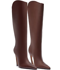 Schutz Maryann Curve Leather High Heel Stiletto Boots