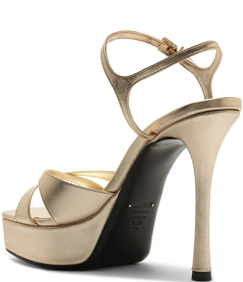 Schutz Maxine Leather Stiletto Platform Dress Sandals