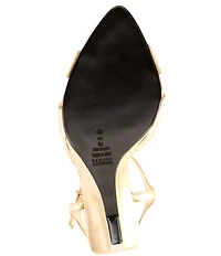 Schutz Maxine Metallic Leather Ankle Strap Wedge Sandals