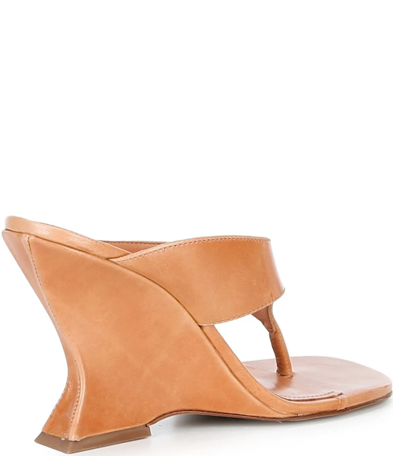 Schutz Maya Leather High Wedge Thong Sandals