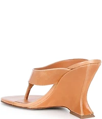 Schutz Maya Leather High Wedge Thong Sandals