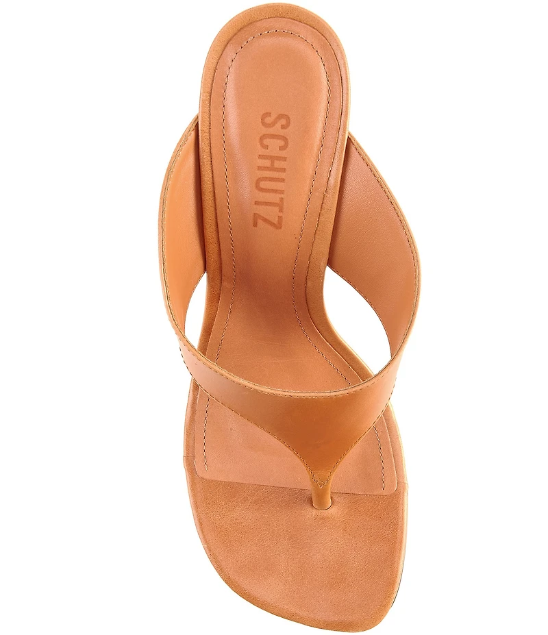 Schutz Maya Leather High Wedge Thong Sandals
