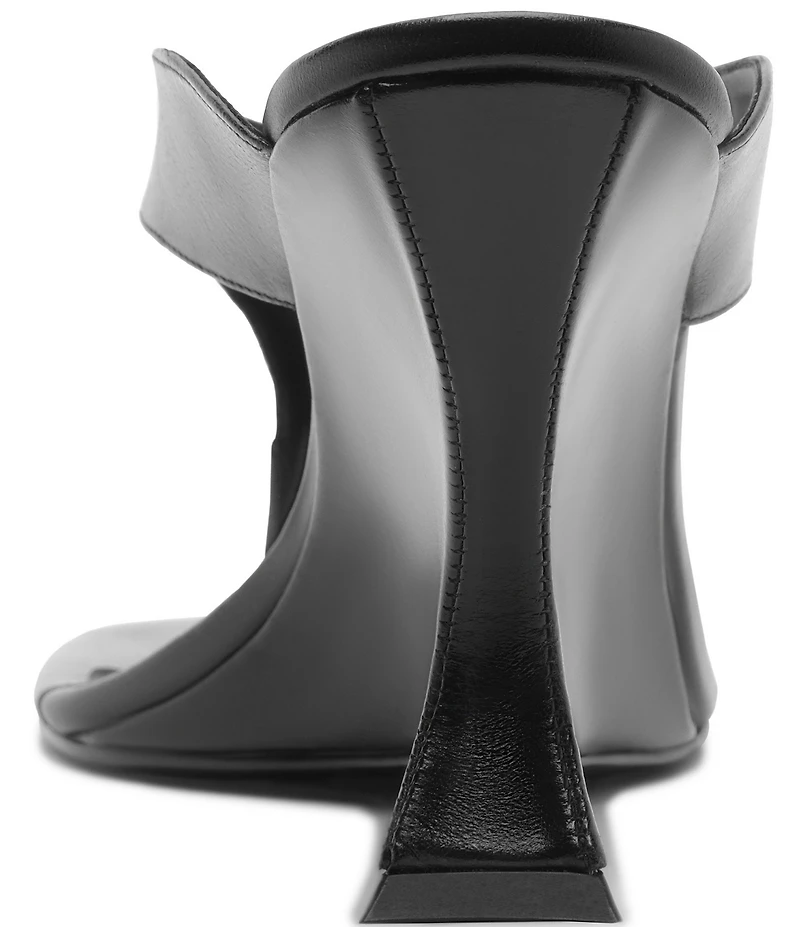 Schutz Maya Leather Square Toe Thong Sculpted Wedge Sandals