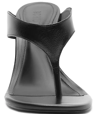 Schutz Maya Leather Square Toe Thong Sculpted Wedge Sandals