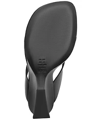 Schutz Maya Leather Square Toe Thong Sculpted Wedge Sandals