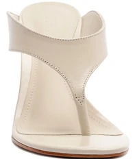 Schutz Maya Leather Square Toe Thong Sculpted Wedge Sandals