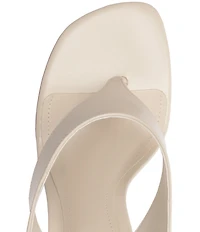 Schutz Maya Leather Square Toe Thong Sculpted Wedge Sandals