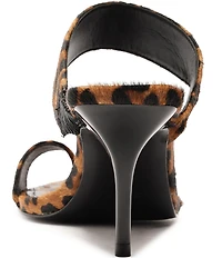Schutz Melina Leopard Print Suede Calf Hair Toe Loop Dress Sandals