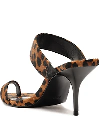 Schutz Melina Leopard Print Suede Calf Hair Toe Loop Dress Sandals