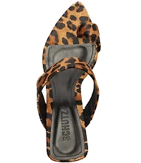 Schutz Melina Leopard Print Suede Calf Hair Toe Loop Dress Sandals