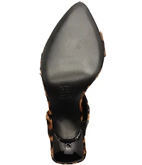 Schutz Melina Leopard Print Suede Calf Hair Toe Loop Dress Sandals