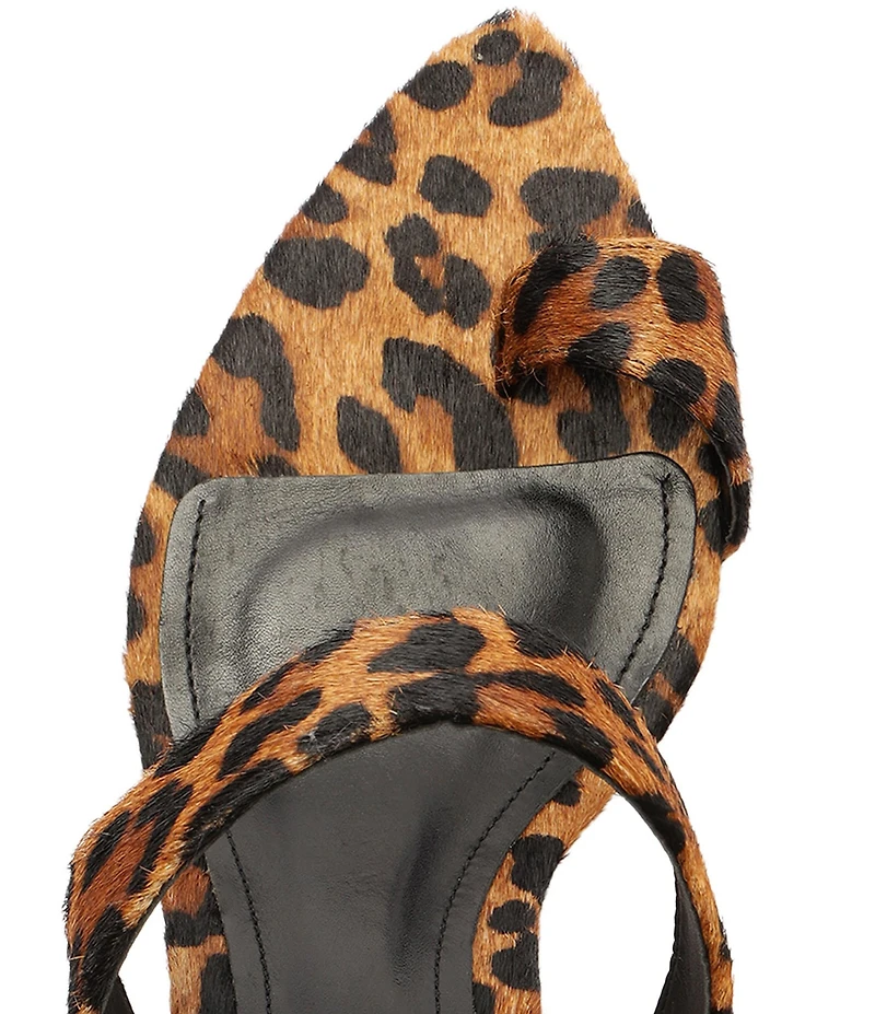 Schutz Melina Leopard Print Suede Calf Hair Toe Loop Dress Sandals