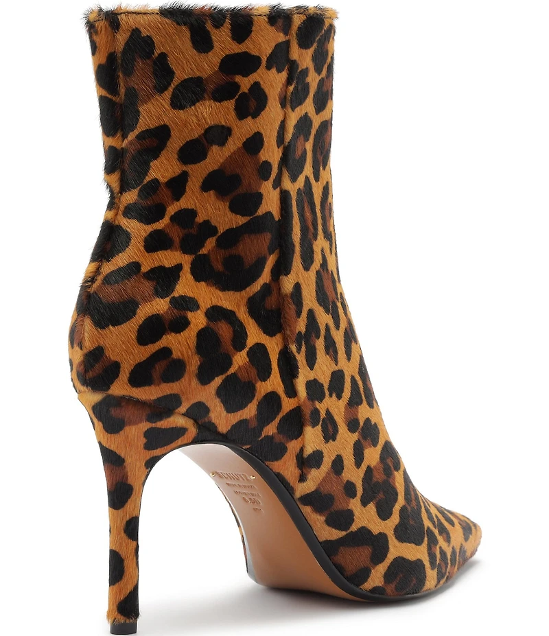 Schutz Mikki Leopard Print Hair Calf Booties