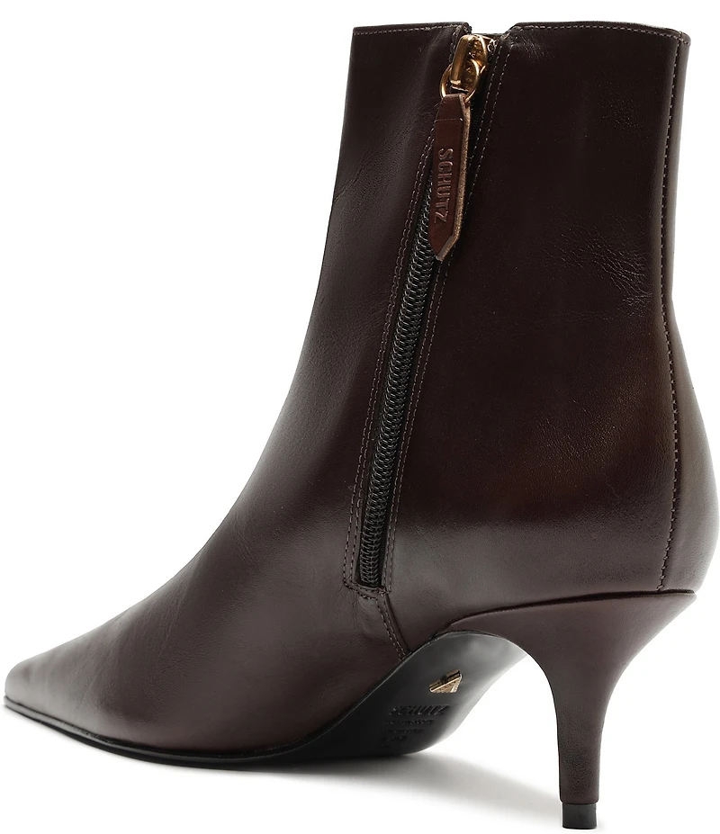 Schutz Mikki Mid Leather Dress Booties