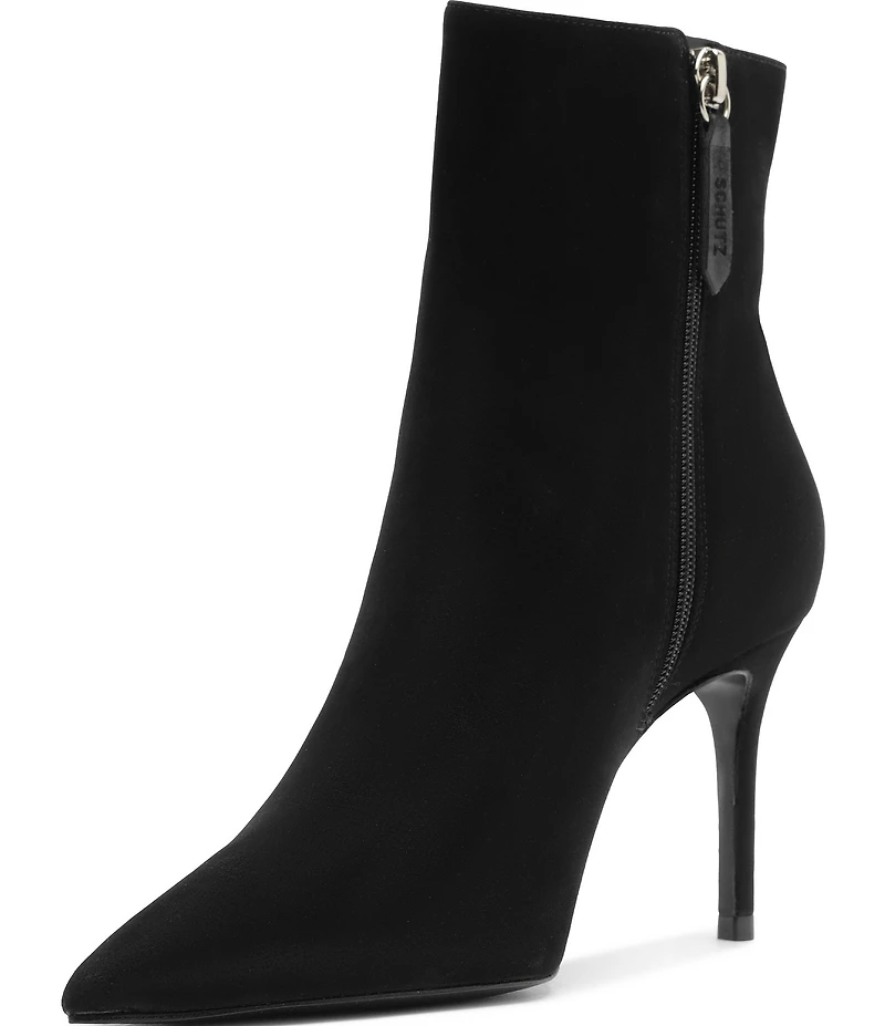 Schutz Mikki Nubuck Suede Pointed Toe Stiletto Dress Booties