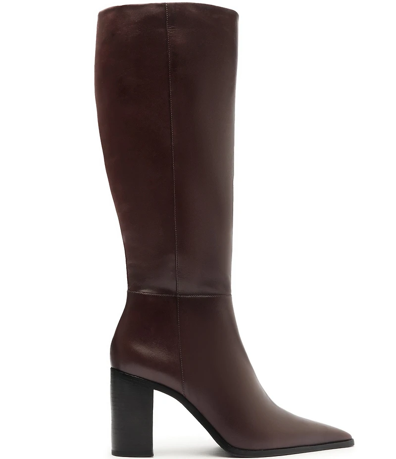 Schutz Mikki Up Leather Block Heel Tall Boots