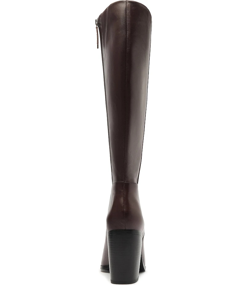 Schutz Mikki Up Leather Block Heel Tall Boots