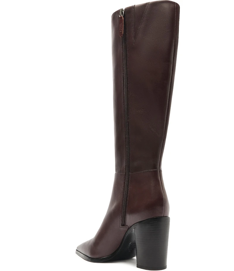 Schutz Mikki Up Leather Block Heel Tall Boots