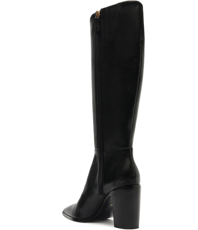 Schutz Mikki Up Leather Block Heel Tall Boots