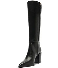Schutz Mikki Up Leather Block Heel Tall Boots