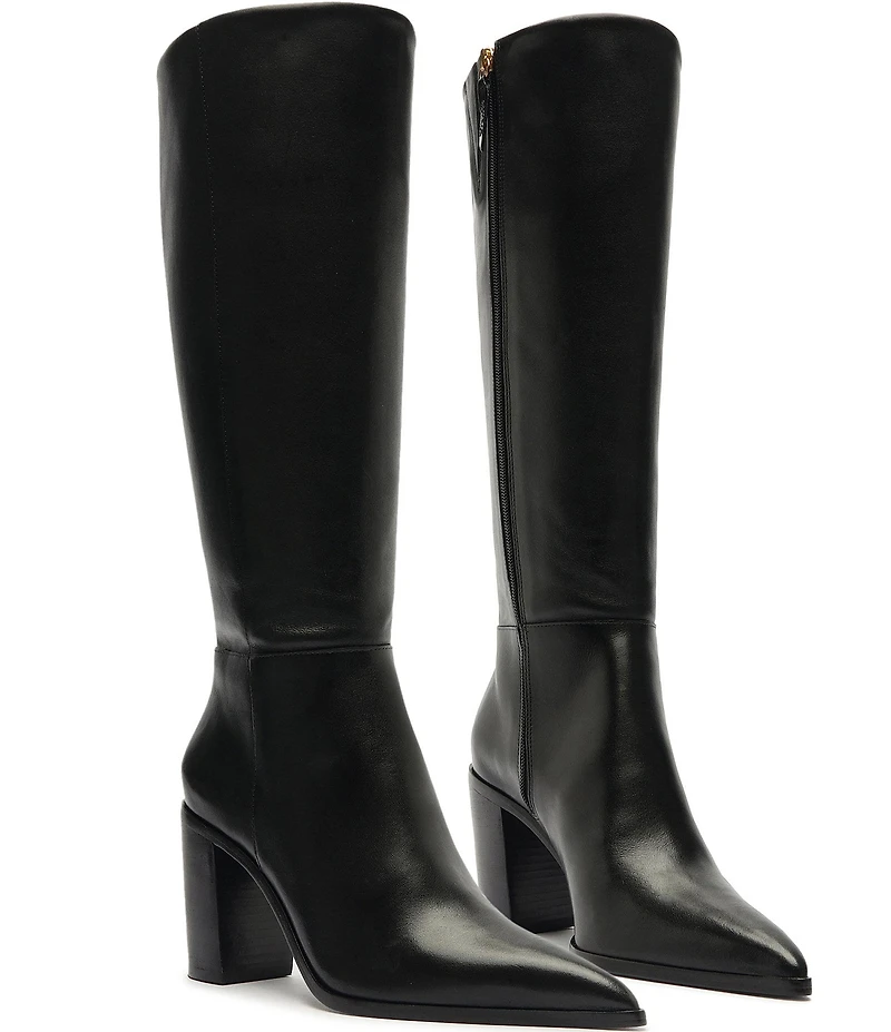 Schutz Mikki Up Leather Block Heel Tall Boots