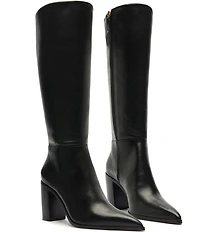 Schutz Mikki Up Leather Block Heel Tall Boots