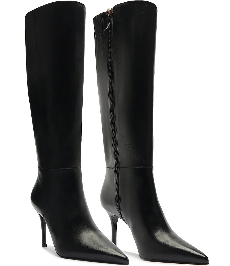 Schutz Mikki Up Leather Stiletto Tall Boots